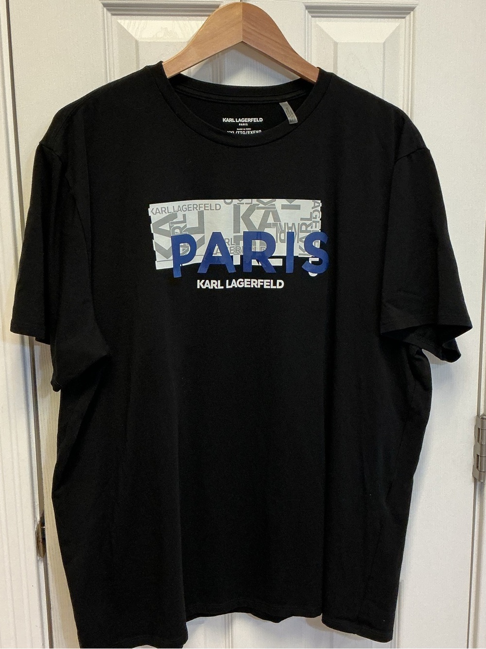 Karl Lagerfeld Paris Men’s SZ XXL Black Crewneck T-Shirt, Streetwear Logo Design